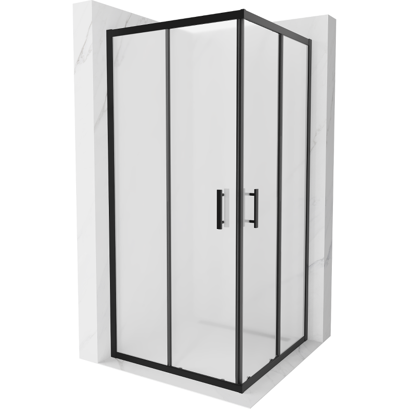 Mexen Rio square shower cubicle 90 x 90 cm, Frosted, Black - 860-090-090-70-30