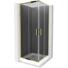 Mexen Rio square shower cubicle 80 x 80 cm, Graphite, Gold + shower tray Rio, White - 860-080-080-50-40-4510