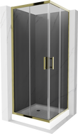 Mexen Rio 80 x 80 cm Square Shower Cabin, Graphite, Gold + Shower Tray, White - 860-080-080-50-40-4510