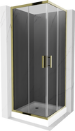 Mexen Rio square shower cubicle 80 x 80 cm, Graphite, Gold + shower tray Rio, White - 860-080-080-50-40-4510