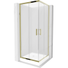 Mexen Rio square shower cubicle 80 x 80 cm, Frosted, Gold + shower tray Rio, White - 860-080-080-50-30-4510