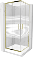 Mexen Rio square shower enclosure 80 x 80 cm, white stripes, gold + Rio tray, white - 860-080-080-50-20-4510