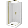 Mexen Rio 80 x 80 cm square shower enclosure, transparent, gold + Rio shower tray, white - 860-080-080-50-00-4510