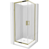 Mexen Rio square shower cubicle 80 x 80 cm, Transparent, Gold + shower tray Rio, White - 860-080-080-50-00-4510