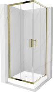 Mexen Rio square shower cubicle 80 x 80 cm, Transparent, Gold + shower tray Rio, White - 860-080-080-50-00-4510