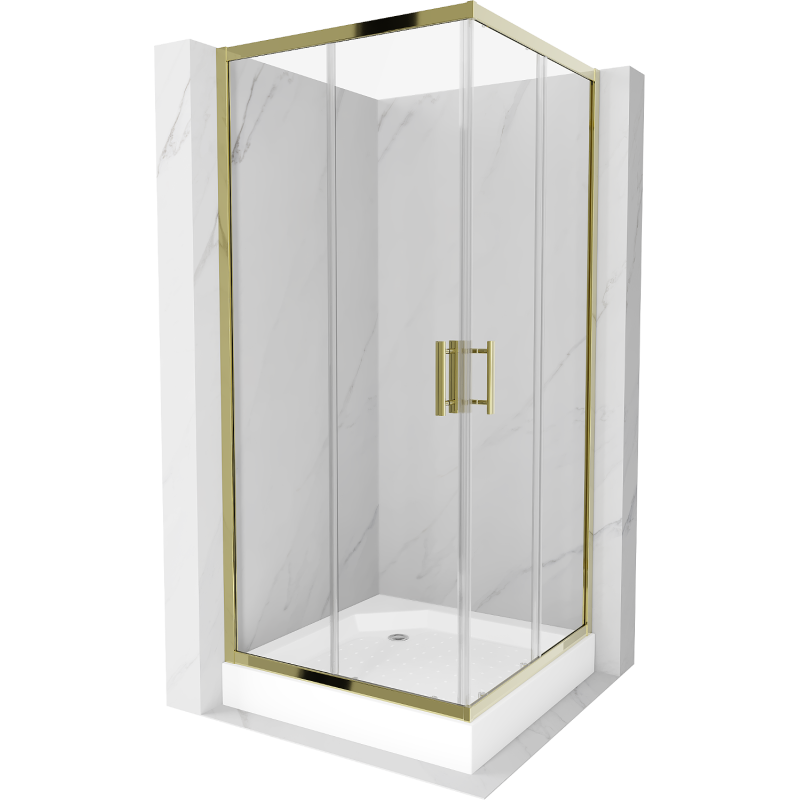Mexen Rio square shower cabin 90 x 90 cm, transparent, gold + tray, white - 860-090-090-50-00-4510