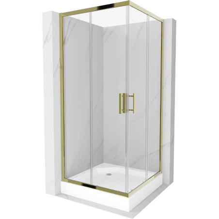 Mexen Rio square shower cabin 90 x 90 cm, transparent, gold + tray, white - 860-090-090-50-00-4510