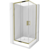 Mexen Rio square shower cabin 90 x 90 cm, transparent, gold + Rio shower tray, white - 860-090-090-50-00-4510