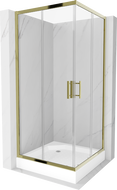 Mexen Rio square shower cubicle 90 x 90 cm, Transparent, Gold + shower tray Rio, White - 860-090-090-50-00-4510