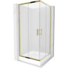 Mexen Rio square shower enclosure 90 x 90 cm, frost, gold + Rio shower tray, white - 860-090-090-50-30-4510