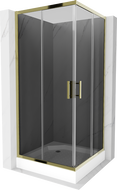 Mexen Rio square shower cubicle 90 x 90 cm, Graphite, Gold + shower tray Rio, White - 860-090-090-50-40-4510