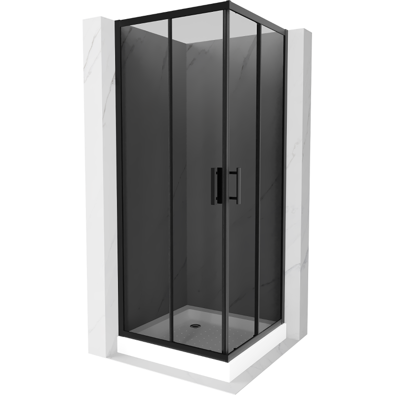 Mexen Rio square shower cabin 80 x 80 cm, graphite, black + Rio tray, white - 860-080-080-70-40-4510
