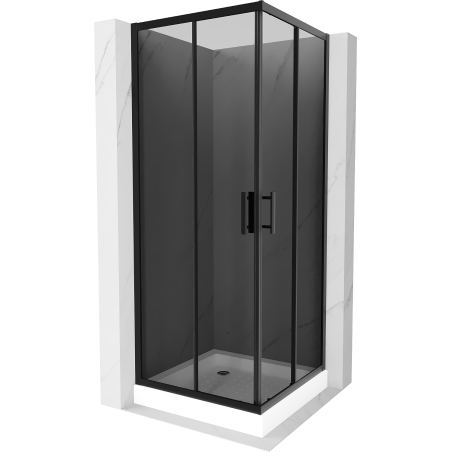 Mexen Rio square shower cabin 80 x 80 cm, graphite, black + Rio tray, white - 860-080-080-70-40-4510