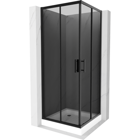 Mexen Rio square shower cabin 80 x 80 cm, graphite, black + tray, white - 860-080-080-70-40-4510