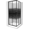 Mexen Rio square shower cubicle 80 x 80 cm, Stripes, Black + shower tray Rio, White - 860-080-080-70-20-4510