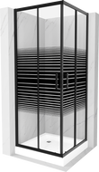 Mexen Rio square shower cubicle 80 x 80 cm, Stripes, Black + shower tray Rio, White - 860-080-080-70-20-4510