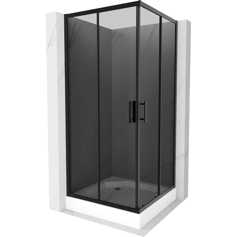 Mexen Rio square shower enclosure 90 x 90 cm, graphite, black + Rio tray, white - 860-090-090-70-40-4510