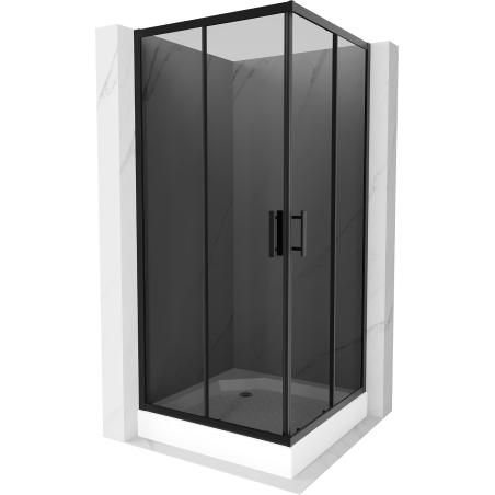 Mexen Rio square shower enclosure 90 x 90 cm, graphite, black + Rio tray, white - 860-090-090-70-40-4510