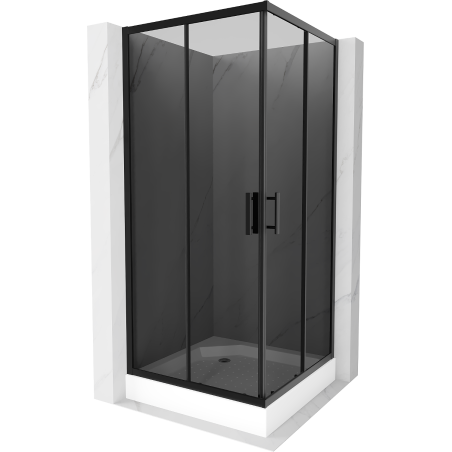 Mexen Rio square shower enclosure 90 x 90 cm, graphite, black + tray, white - 860-090-090-70-40-4510