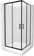 Mexen Rio square shower cubicle 90 x 90 cm, Frosted, Black + shower tray Rio, White - 860-090-090-70-30-4510