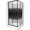 Mexen Rio square shower cabin 90 x 90 cm, black stripes, black + Rio shower tray, white - 860-090-090-70-20-4510
