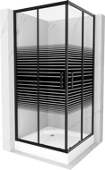 Mexen Rio square shower cabin 90 x 90 cm, black stripes, black + tray, white - 860-090-090-70-20-4510