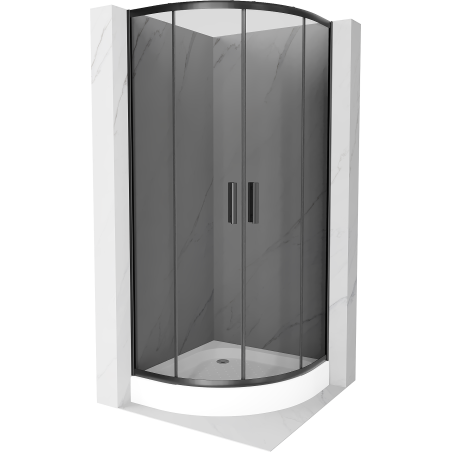 Mexen Rio semi-circular shower cabin 90 x 90 cm, graphite, black + Rio shower tray, white - 863-090-090-70-40-4710