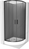 Mexen Rio semi-circular shower cabin 90 x 90 cm, graphite, black + shower tray, white - 863-090-090-70-40-4710