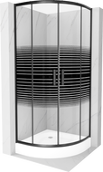 Mexen Rio Shower Cabin Half-Round 70 x 70 cm, Stripes, Black + Rio Shower Tray, White - 863-070-070-70-20-4710