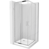 Mexen Rio square shower cubicle 80 x 80 cm, Transparent, Chrome + shower tray Flat, White - 860-080-080-01-00-4010