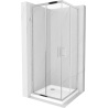 Mexen Rio square shower cubicle 90 x 90 cm, Transparent, Chrome + shower tray Flat, White - 860-090-090-01-00-4010