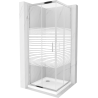 Mexen Rio 80 x 80 cm square shower cabin, white stripes, chrome + Flat tray, white - 860-080-080-01-20-4010