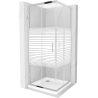 Mexen Rio square shower cubicle 80 x 80 cm, Stripes, Chrome + shower tray Flat, White - 860-080-080-01-20-4010