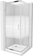 Mexen Rio square shower enclosure 90 x 90 cm, white stripes, chrome + Flat tray, white - 860-090-090-01-20-4010