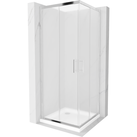 Mexen Rio Square Shower Enclosure 70 x 70 cm, Frost, Chrome + Flat Tray, White - 860-070-070-01-30-4010