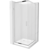 Mexen Rio Square Shower Enclosure 80 x 80 cm, Frost, Chrome + Flat Tray, White - 860-080-080-01-30-4010