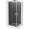Mexen Rio square shower cubicle 70 x 70 cm, Graphite, Chrome + shower tray Flat, White - 860-070-070-01-40-4010