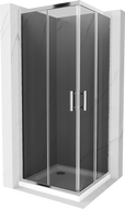 Mexen Rio square shower cubicle 70 x 70 cm, Graphite, Chrome + shower tray Flat, White - 860-070-070-01-40-4010