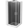 Mexen Rio Square Shower Enclosure 80 x 80 cm, Graphite, Chrome + Flat Shower Tray, White - 860-080-080-01-40-4010
