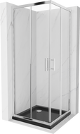 Mexen Rio square shower enclosure 80 x 80 cm, transparent, chrome + Flat tray, black - 860-080-080-01-00-4070