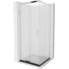 Mexen Rio square shower cabin 80 x 80 cm, frost, chrome + Flat shower tray, black - 860-080-080-01-30-4070