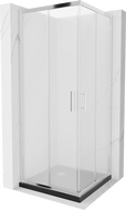 Mexen Rio 90 x 90 cm square shower cabin, frost, chrome + Flat black shower tray - 860-090-090-01-30-4070