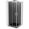 Mexen Rio square shower cubicle 90 x 90 cm, Graphite, Chrome + shower tray Flat, Black - 860-090-090-01-40-4070
