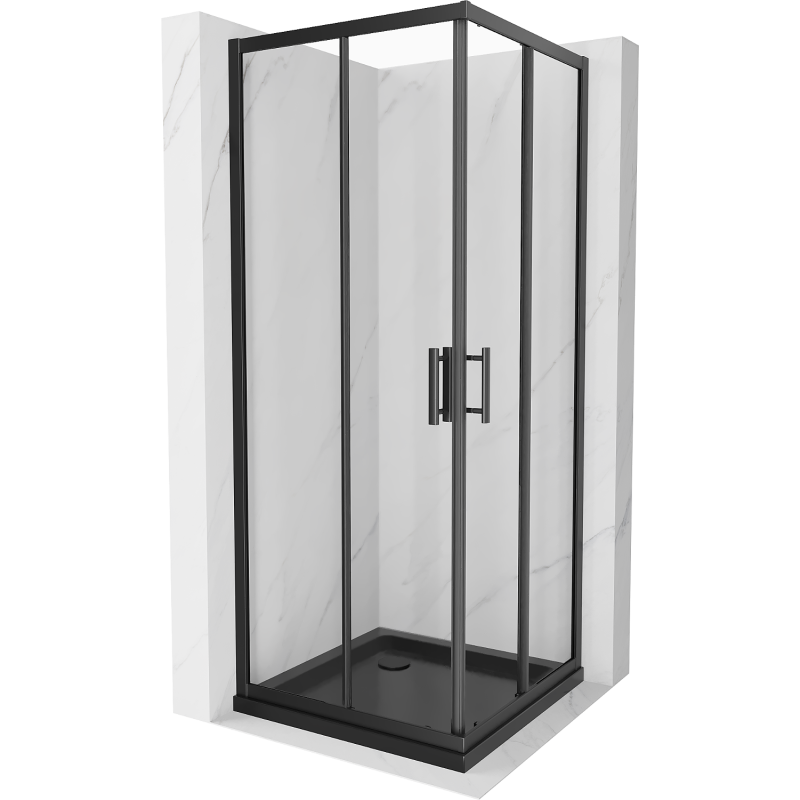 Mexen Rio shower cabin square 80 x 80 cm, transparent, black + Flat shower tray, black - 860-080-080-70-00-4070B
