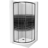 Mexen Rio semi-circular shower cabin 80 x 80 cm, black stripes, black + Flat shower tray, white - 863-080-080-70-20-4110B