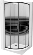 Mexen Rio shower cabin semi-circle 90 x 90 cm, stripes, black + Flat tray, white - 863-090-090-70-20-4110B
