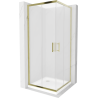 Mexen Rio square shower cubicle 80 x 80 cm, Frosted, Gold + shower tray Flat, White - 860-080-080-50-30-4010G