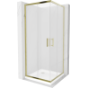 Mexen Rio square shower enclosure 90 x 90 cm, frosted, gold + Flat tray, white - 860-090-090-50-30-4010G