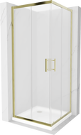 Mexen Rio square shower cubicle 90 x 90 cm, Frosted, Gold + shower tray Flat, White - 860-090-090-50-30-4010G