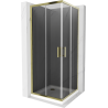 Mexen Rio square shower cubicle 70 x 70 cm, Graphite, Gold + shower tray Flat, White - 860-070-070-50-40-4010G